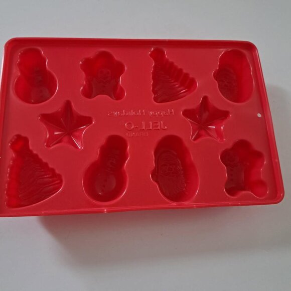 Santa red plastic Happy Holidays Jell-o Jello Brand Mold snowman - Picture 2 of 2
